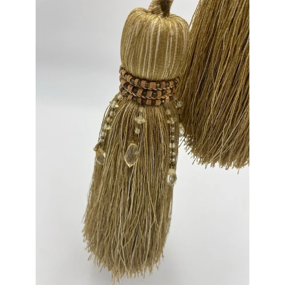 Bougie Gold Rope & Bead Braided Drapery Curtain‎ Tassel Tieback 8.3 ft Long